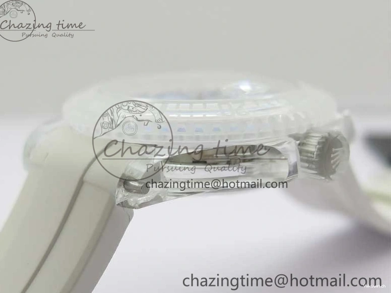 Best Phantomlab Edition 3AF White Dial Submariner VR3135 on Strap Rubber Blue Transparent Light 1109